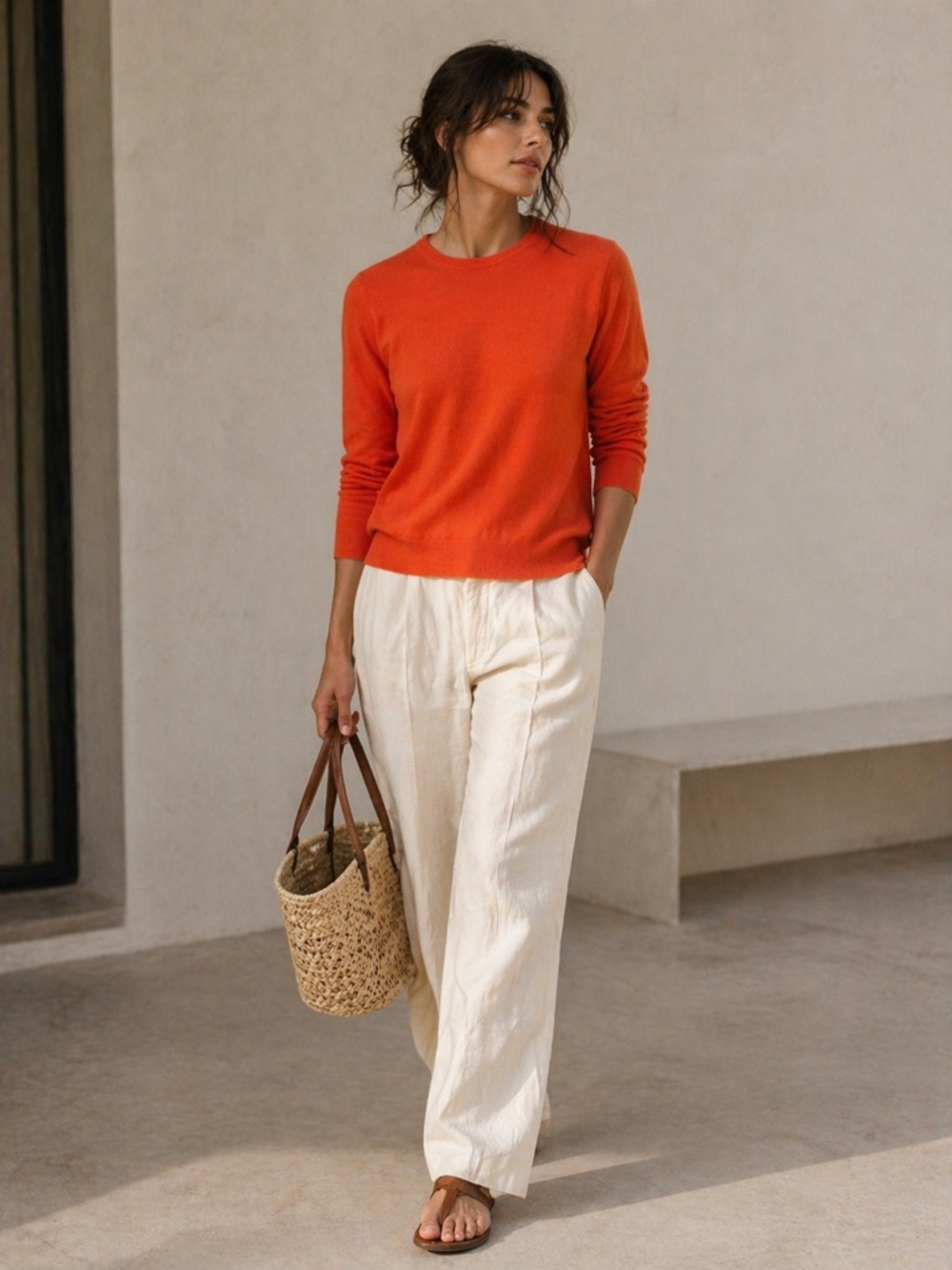 EMANUEL UNGARO Orange Cotton Knit Sweater Unisex Size 48 Italy NWT $450
